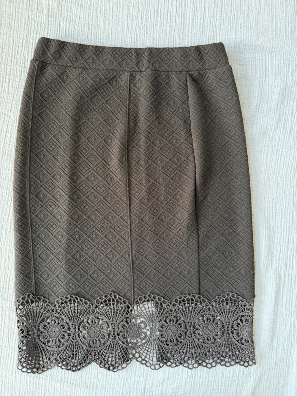 Free People Black Knit With Lace-Hem Pencil Skirt
